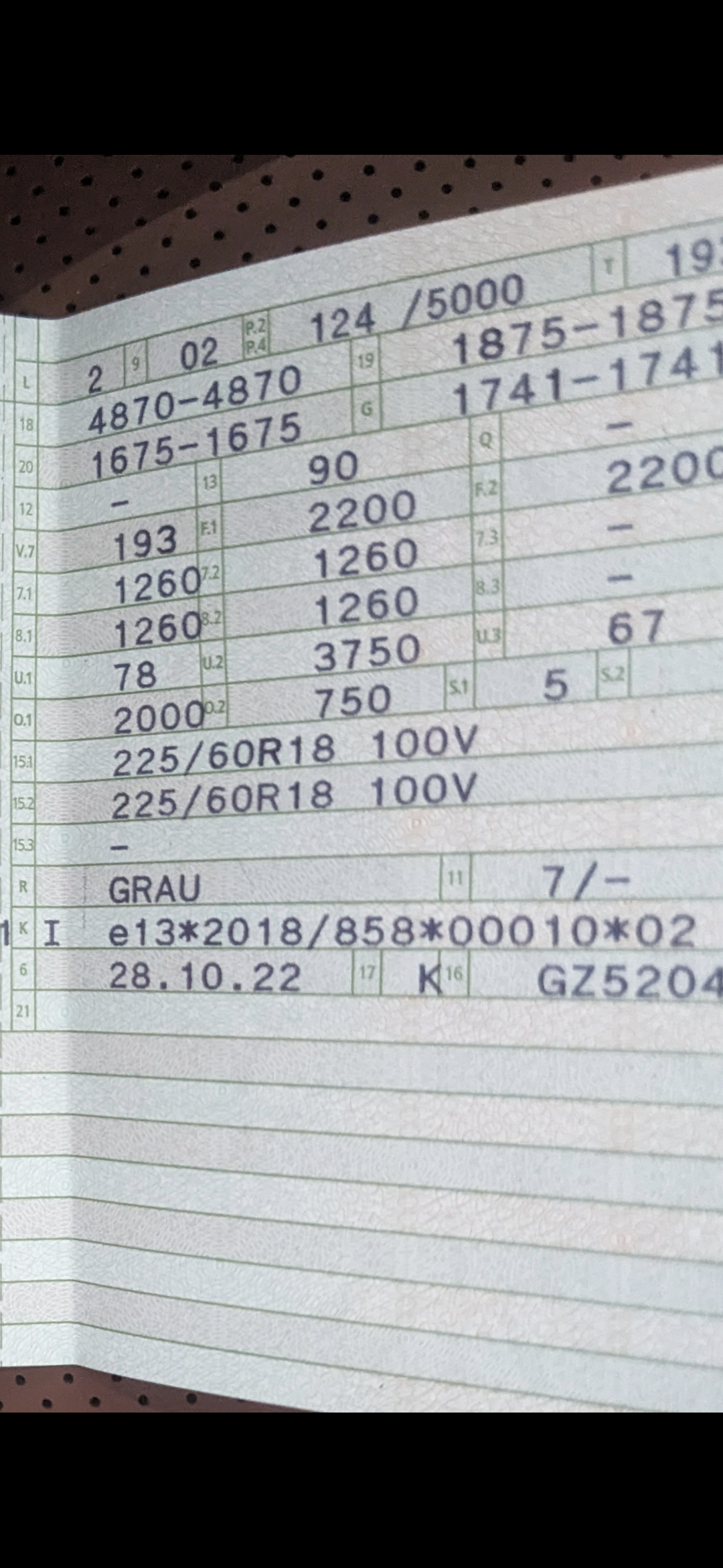 Reifen 225/60R18 18X7