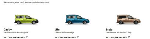 Caddy Versionen