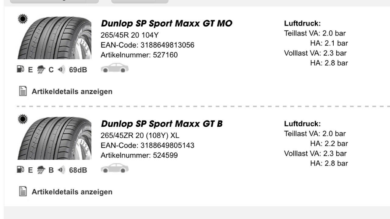 Reifen Luftdruck bei 21 Zoll AMG Felgen