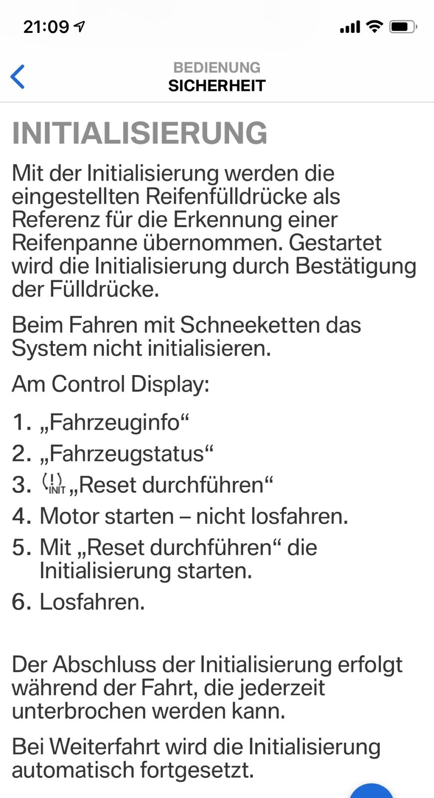 Reifendruckverlust Reset nicht möglich