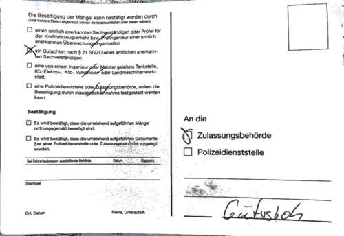 Mängelkarte aus Gütersloh