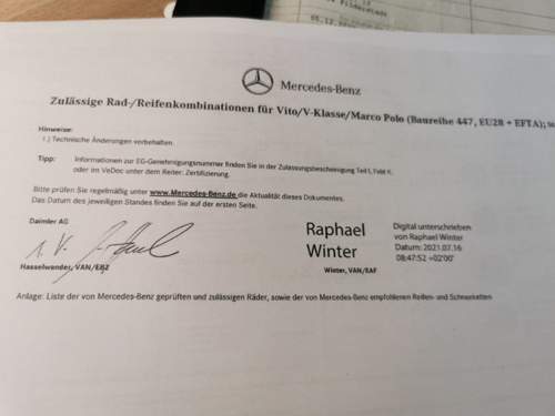 Reifenkombi mercedes Unterschriften