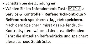 Reifenluftdrucksystem / wechseln der Serienfelgen