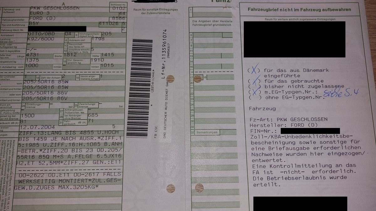 Reimport - kein TÜV wegen Felge/Reifen Kombination