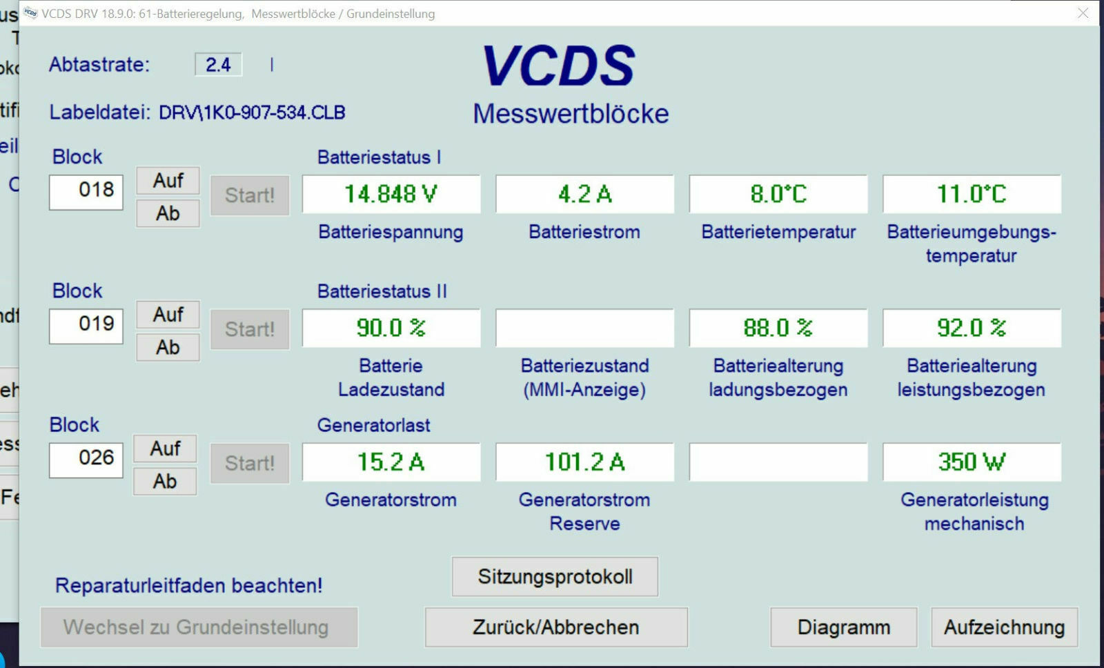 Rekuperation 2.0 TDI [Ladeverhalten und Batterielebensdauer]