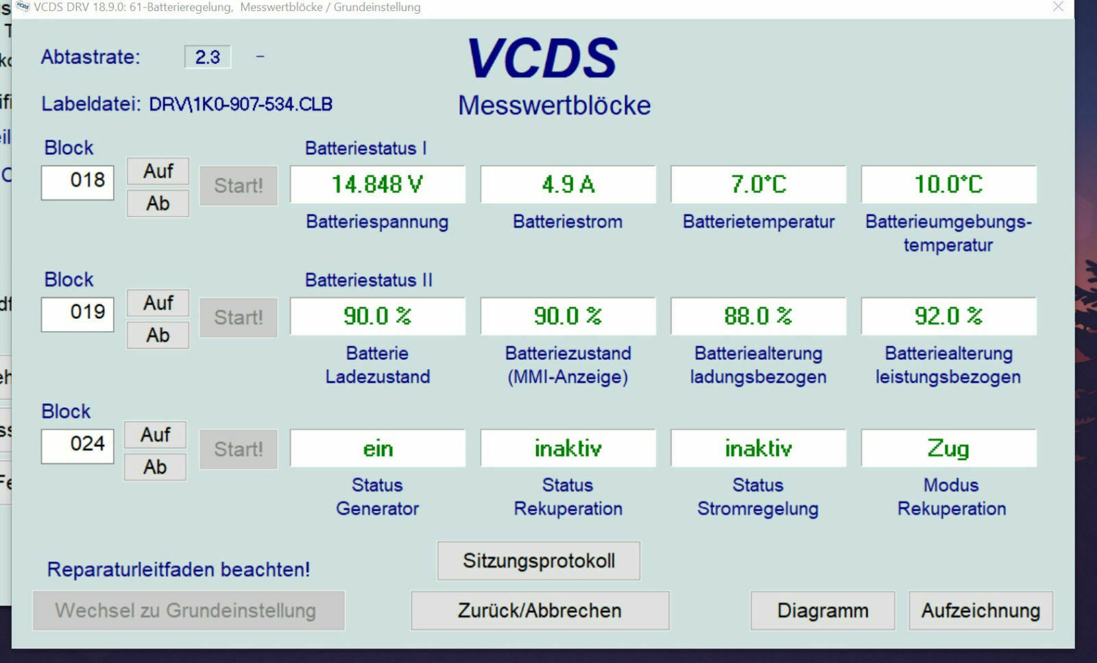 Rekuperation 2.0 TDI [Ladeverhalten und Batterielebensdauer]
