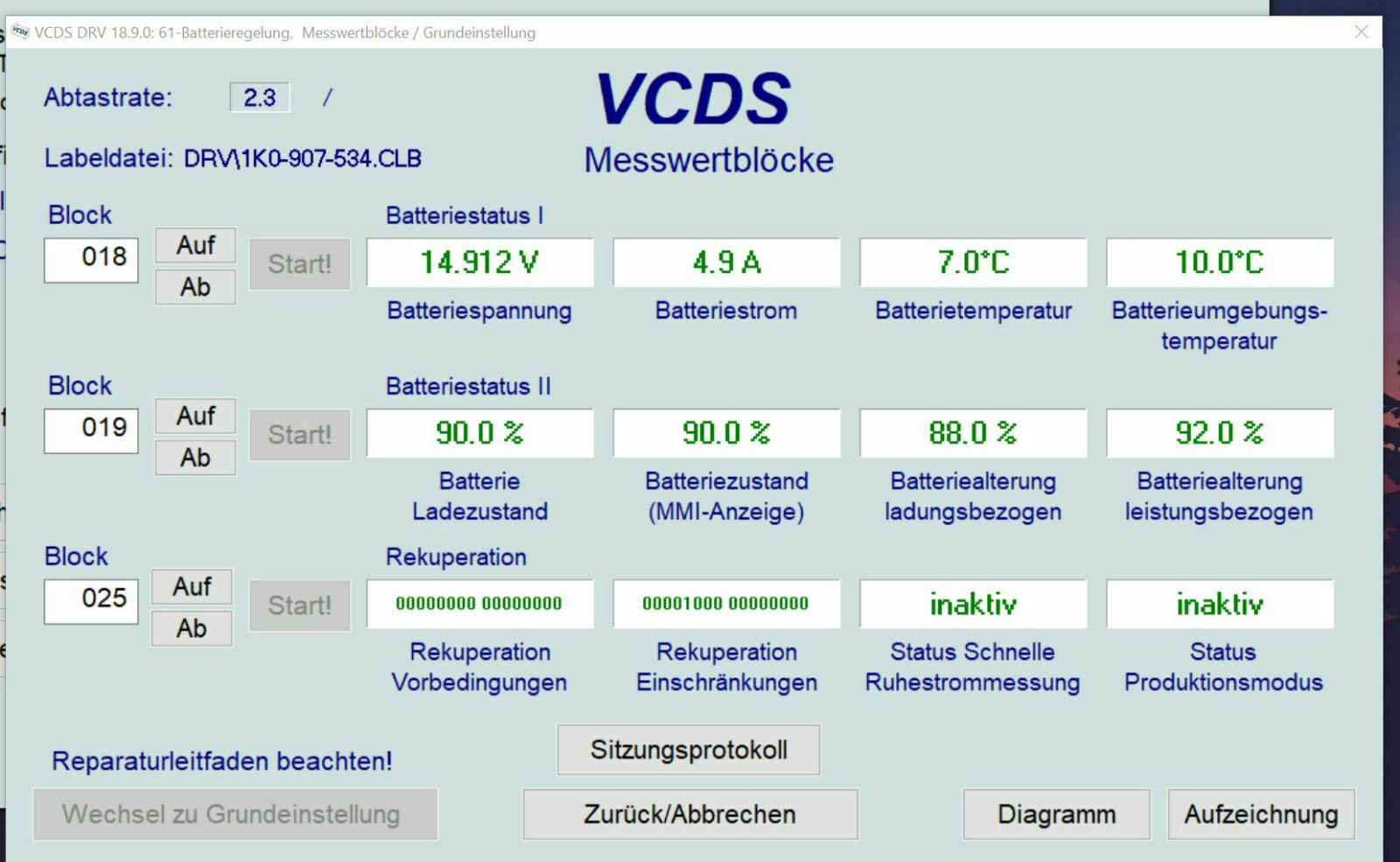 Rekuperation 2.0 TDI [Ladeverhalten und Batterielebensdauer]