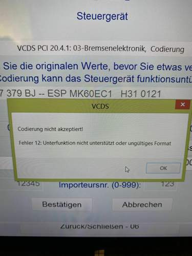 Fehlermeldung
