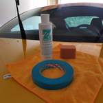 4 - Vorbereitung: 3M Abklebeband, fester Schwamm und ZAINO Z-12 Glaspolitur