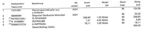 Werkstattrechnung
