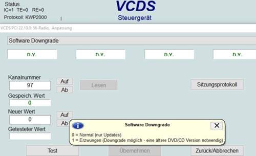 RNS-E DVD Downgrade über VCDS