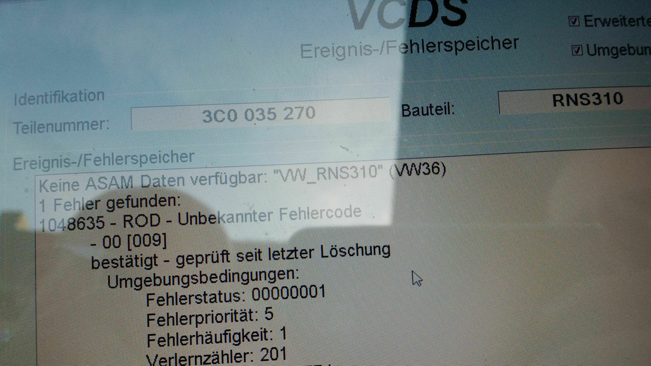 RNS310 Antenne 2 wird als Off angezeigt. Was ist da kaputt?