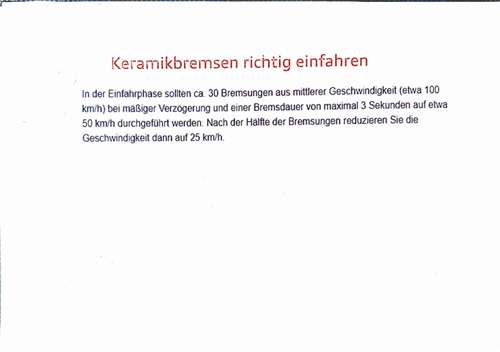 AUDI Einfahranweisung Keramikbremsen