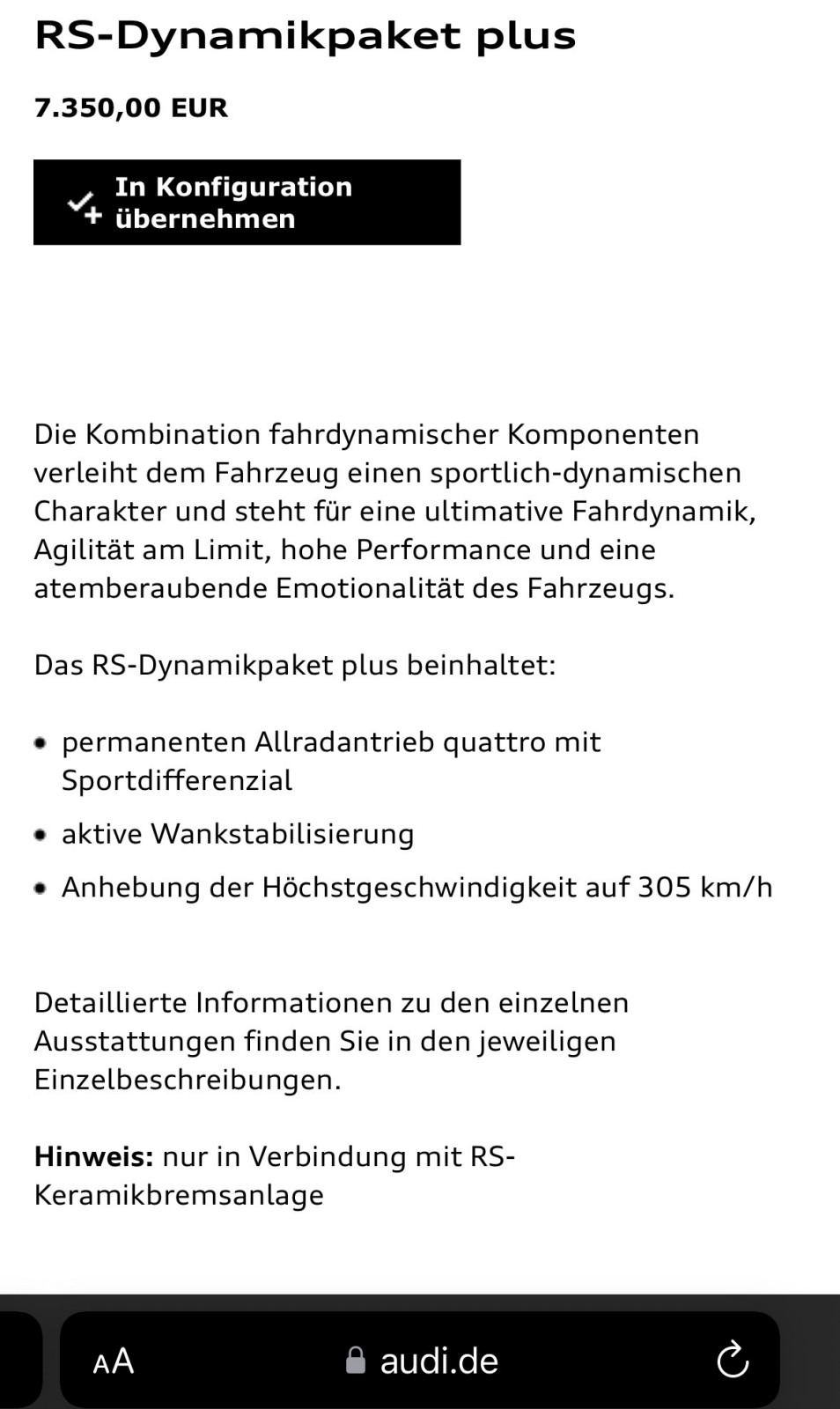 RS6/RS6 performance bestellt! Fakten zur Bestellung Konfiguration und Lieferzeit Sammelthread
