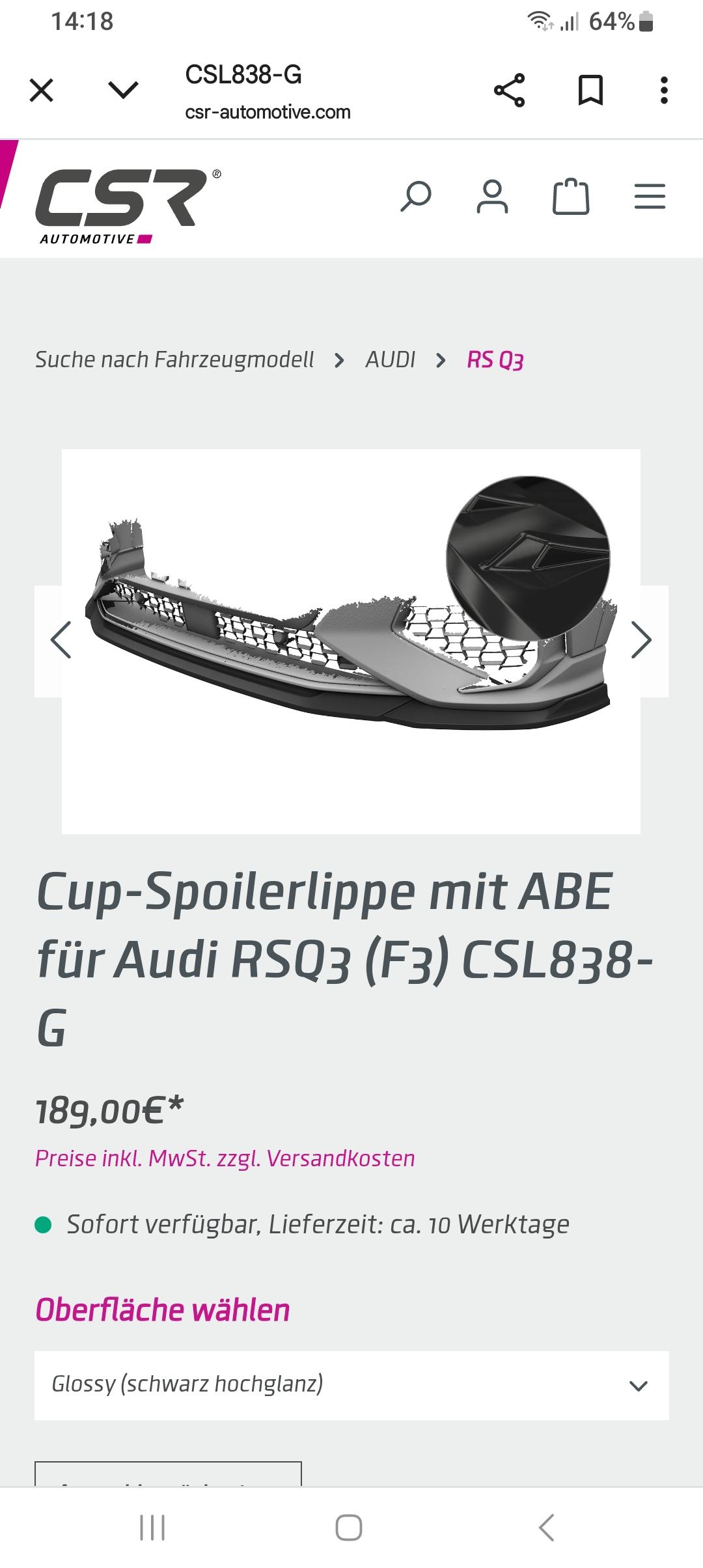 RSQ3 Spoilerlippe CSR