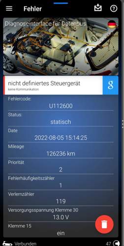 Fehler 1 Diagnoseinterface