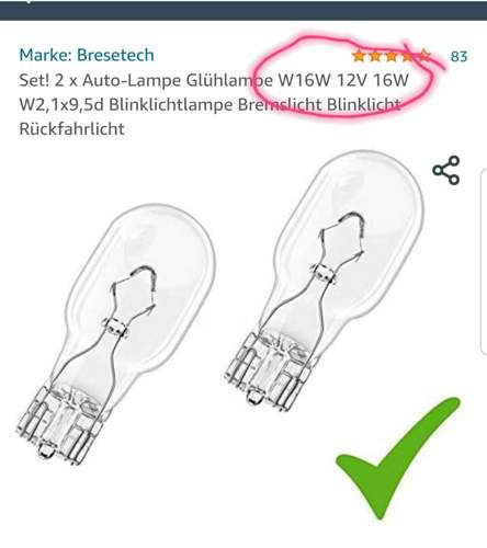 Rückfahrlampe w16w