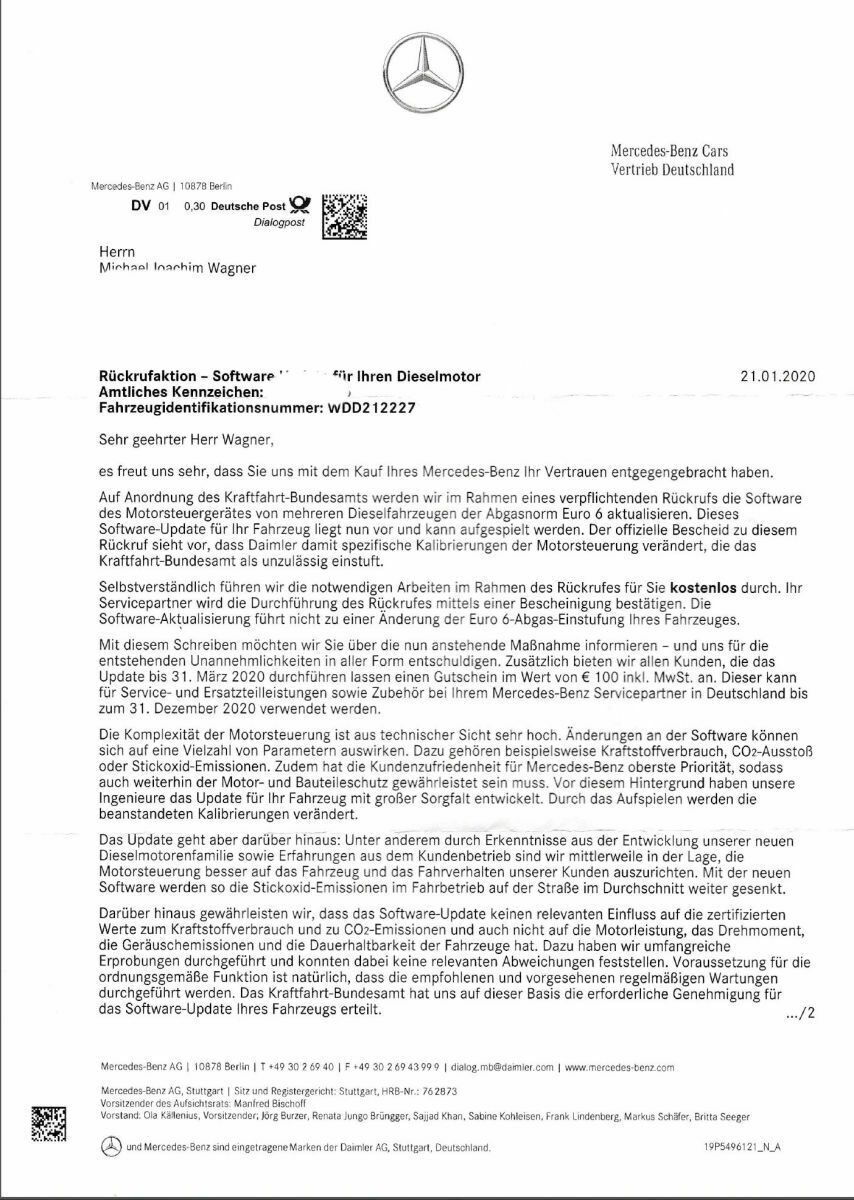 Rückruf Diesel-Update