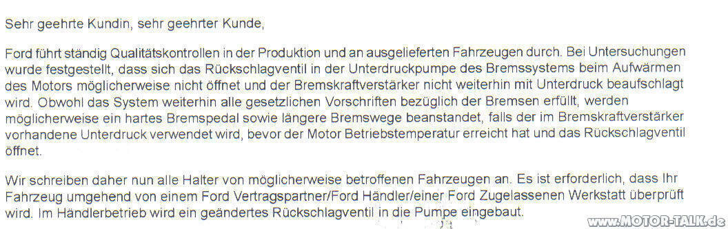 Rückruf Mondeo MK4