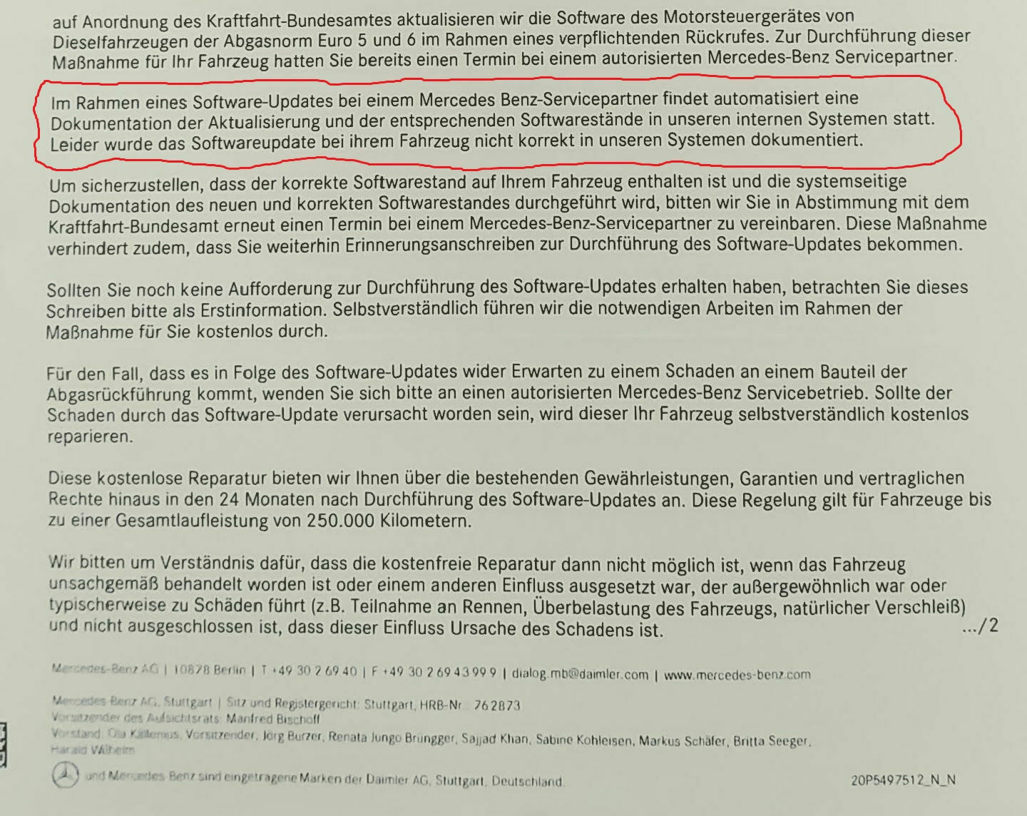 Rückrufaktion von Mercedes