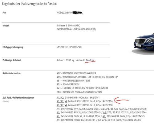 S500 222 lang Achslast