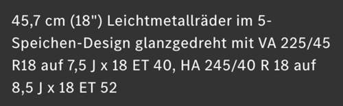 Räder Mischbereifung 18"