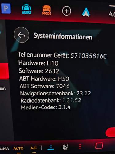 Softwareversion bei Übernahme