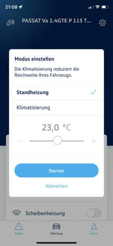 Auswahl "Standheizung"