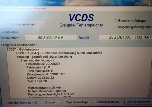 Kein Öldruck Getriebe