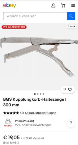 Gripzange für Kupplungsdemontage