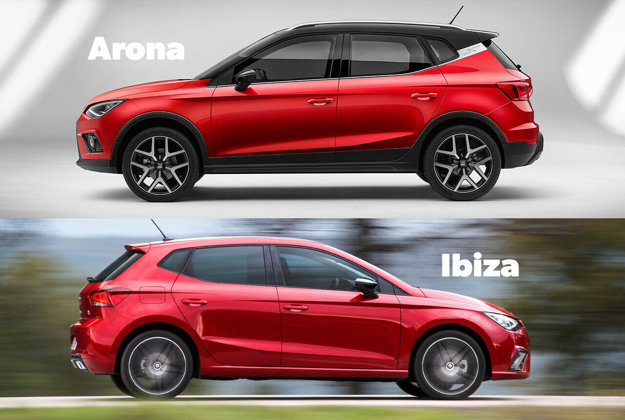 Im Profil sehr ähnlich: Der Arona baut höher und länger, aber im Ibiza-Stil