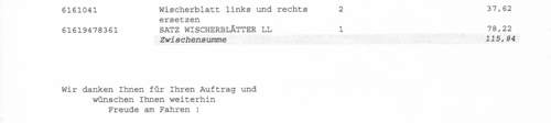 Ausschnitt Rechnung