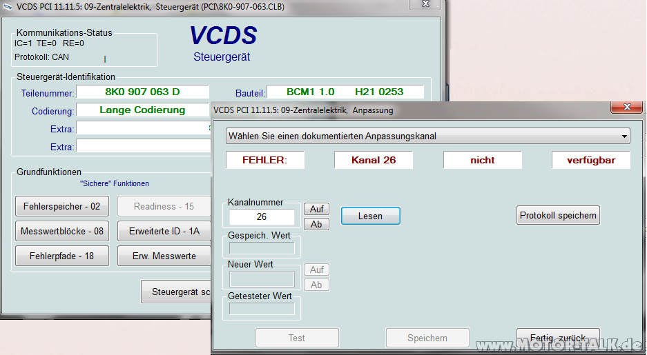 Scheinwerferreinigungsanlage deaktivieren