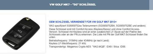 Golf 7 Transponder