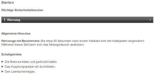 Auszug aus Bedienungsleitung