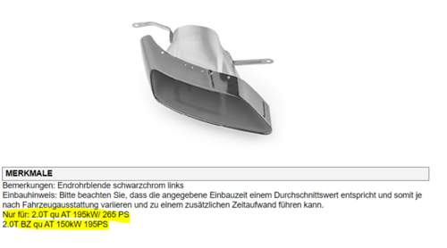 AGA-Blenden TFSI schwarz