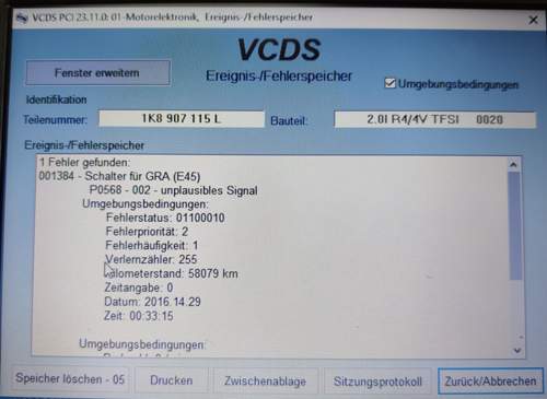 Fehlermeldung VCDS