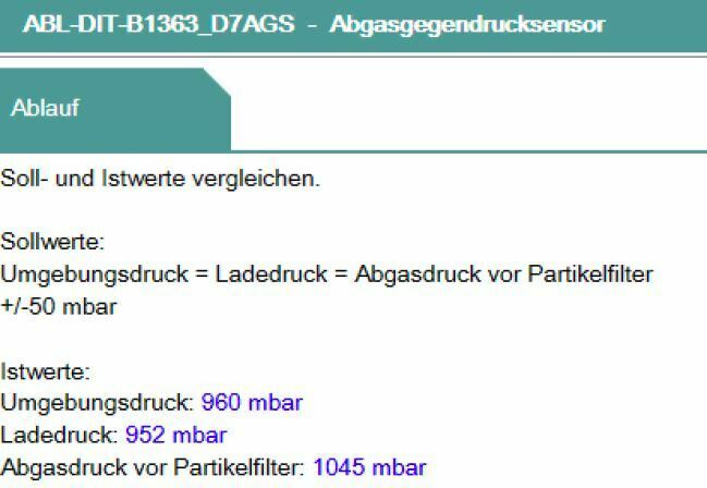 Sensor Abgasgegendruck defekt
