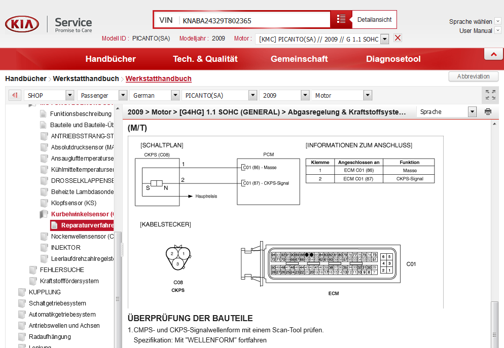 Sensor an der Kupplunsglocke