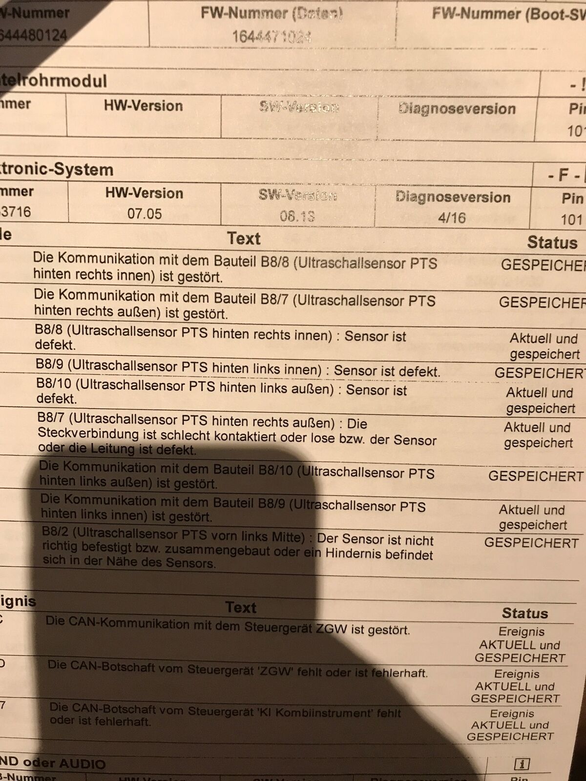 Service / diagnose / Fehlersuche