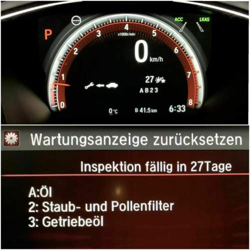 Honda Civic Wartungsanzeige A 2 3