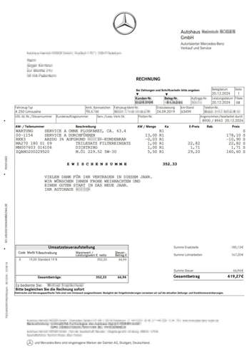Service A Rechnung