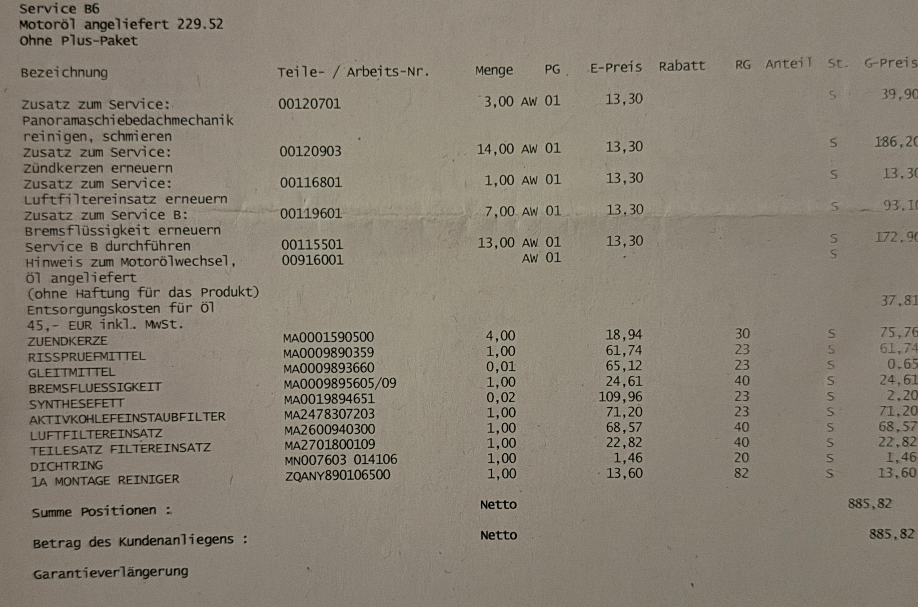 Service B (Plus-Paket) W177