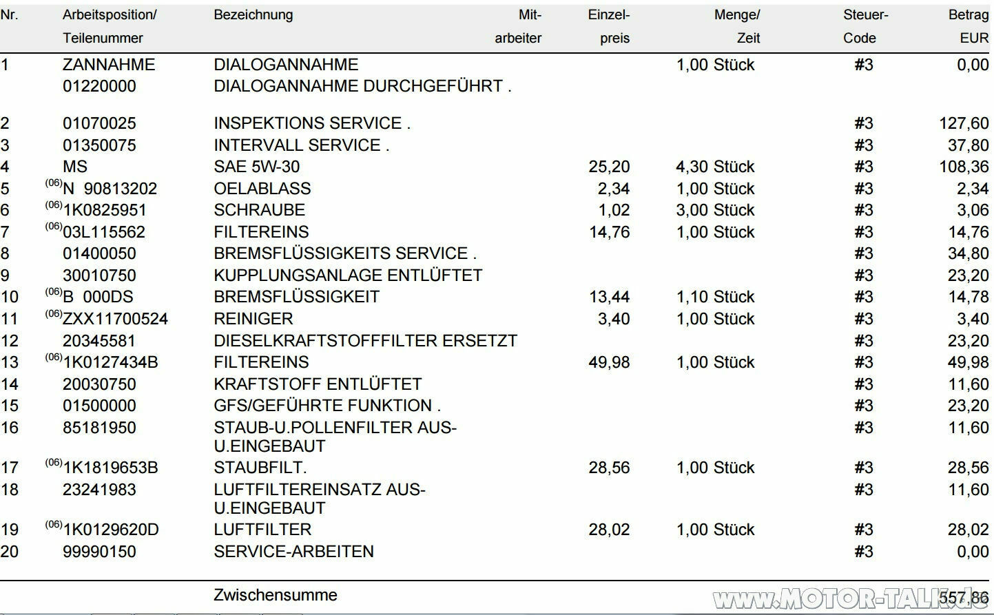 Service bei 183.000 - Kosten gerechtfertigt, oder doch freie Werkstatt?
