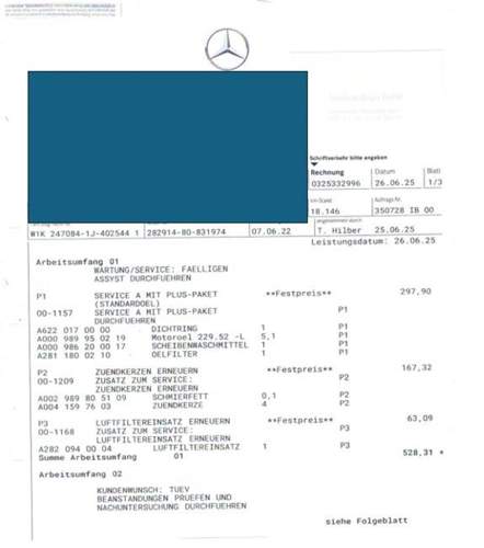 MB W-247 Service-Rechnung1