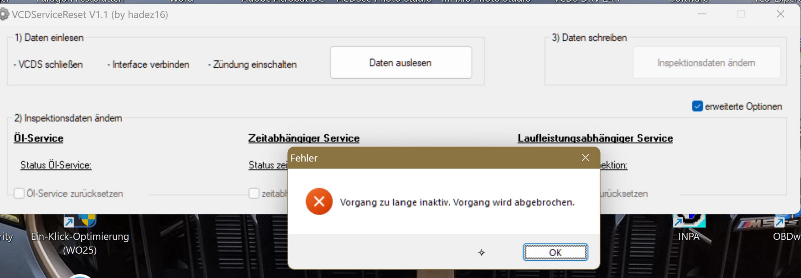 Service-Rückstellung mit VCDServiceReset