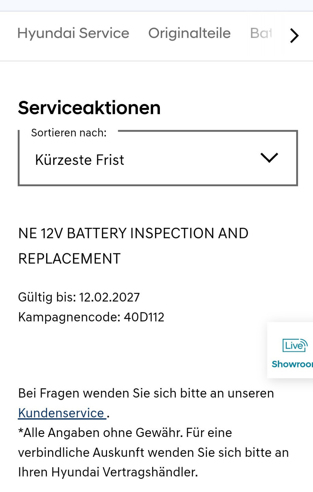 Serviceaktion 12 V Batterie