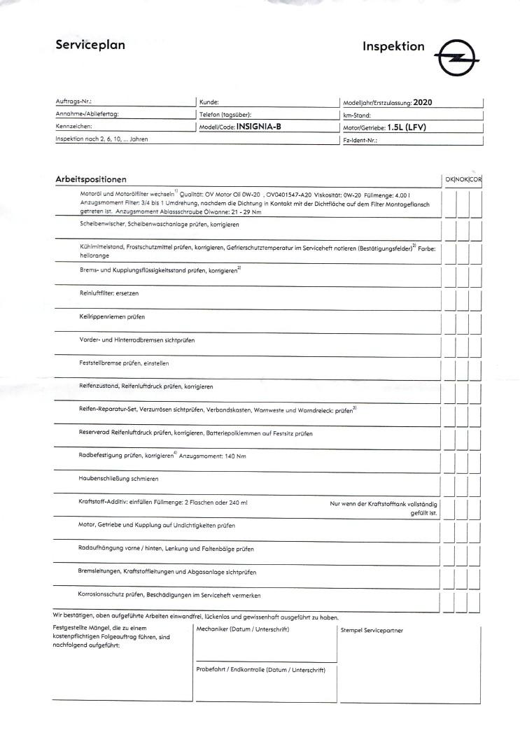 Serviceplan 1,5 Turbo