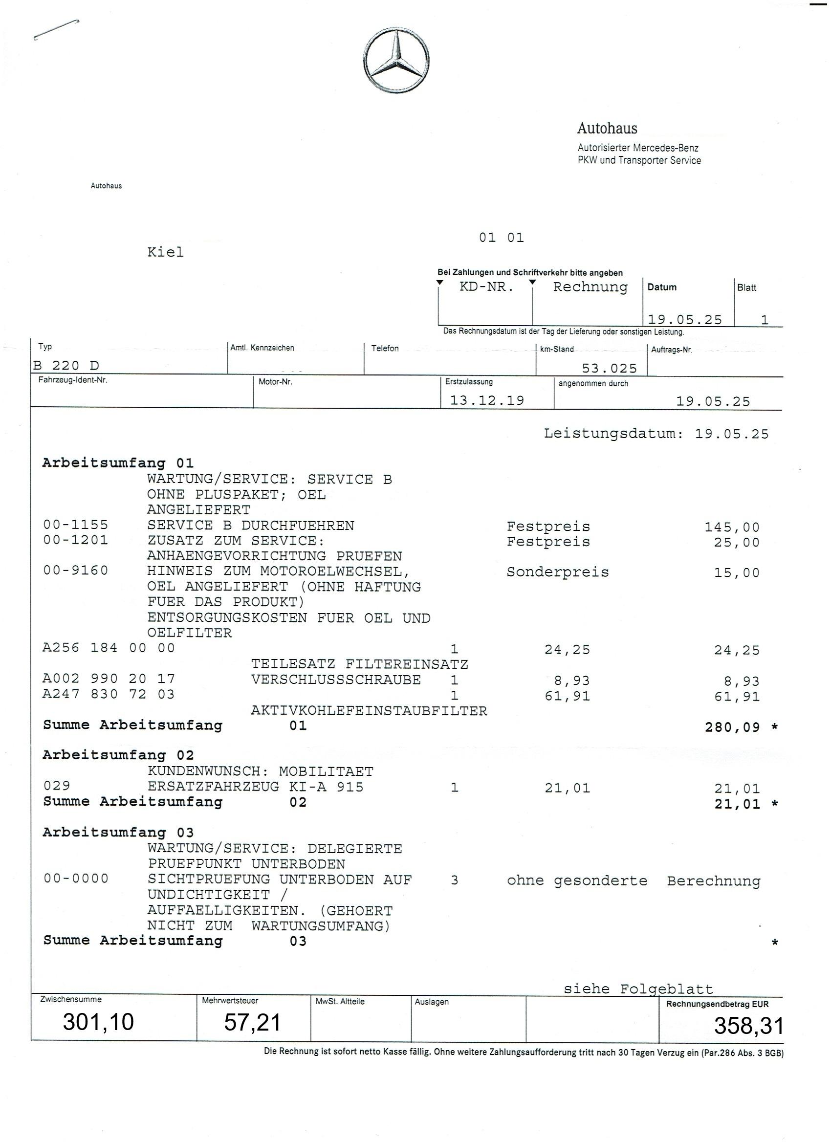 Servicerechnungen erbeten! Zweck: Listenaufbau für "Servicekosten selbst ermitteln/zusammenstellen"