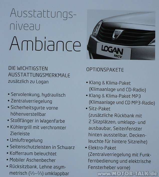 Servolenkung notwendig bei Logan MCV